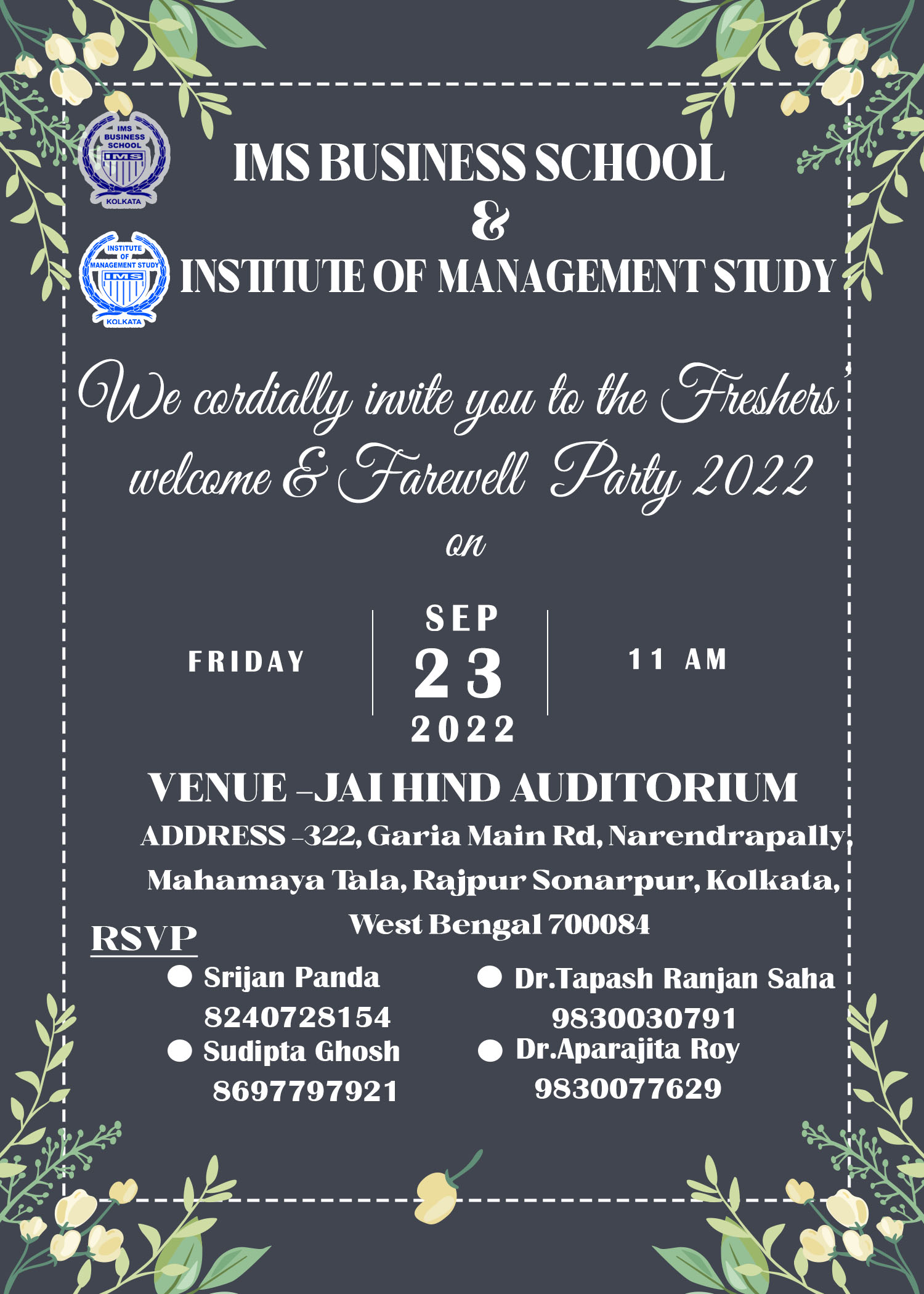 invite you to the Fresher’s & Farewell
